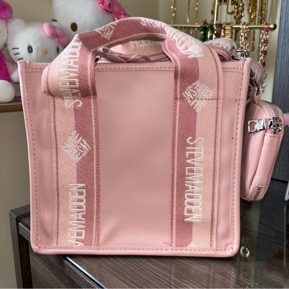 Steve Madden Blush Bwebber Tote with Thick Crossbody Strap & pouch